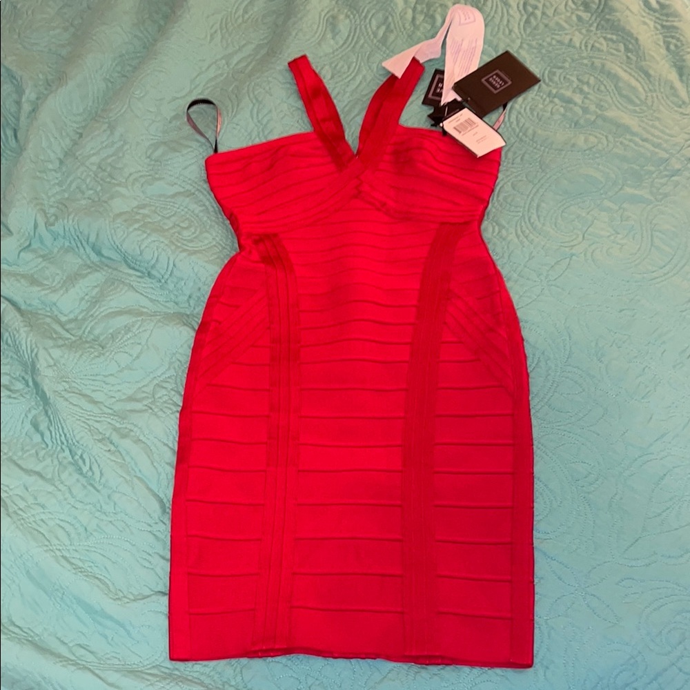 Herve Leger Janie Red Bandage Dress